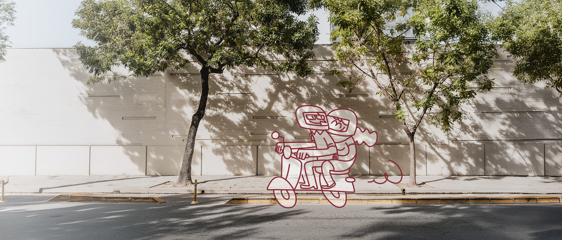 Ilustración de dos personas en moto